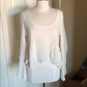 Free People Long Sleeve Ruffle Blouse